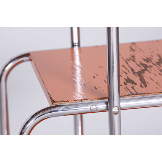 Image 1 of Etagère vintage en acier chromé et bois laqué, Tchécoslovaquie 1930