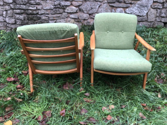 Image 1 of Fauteuils Scandinaves Bois Blond Années 60