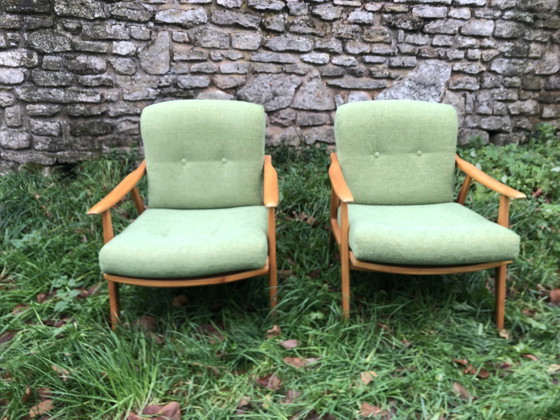 Image 1 of Fauteuils Scandinaves Bois Blond Années 60