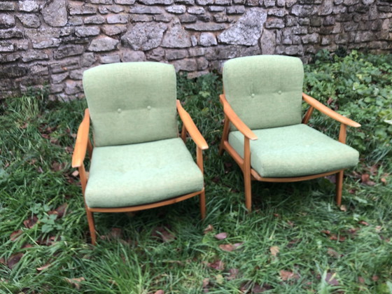 Image 1 of Fauteuils Scandinaves Bois Blond Années 60