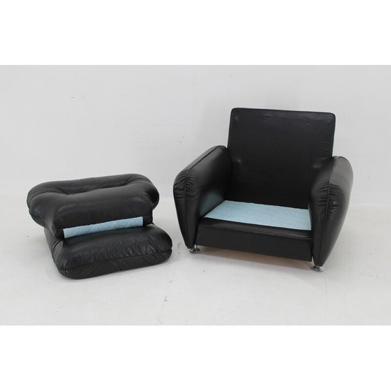 Image 1 of Fauteuil vintage en cuir noir, Italie 1970