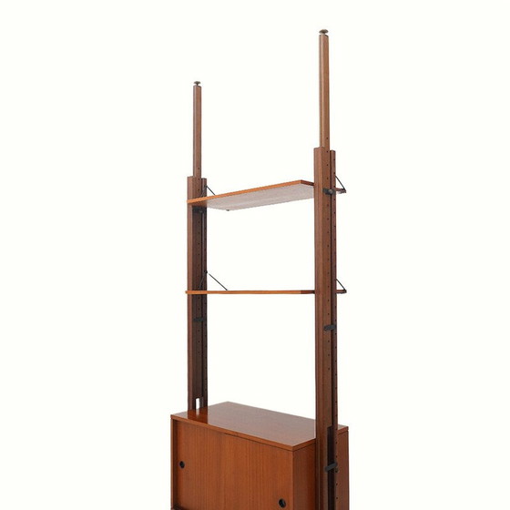Image 1 of Bibliothèque vintage en bois plaqué avec étagères et conteneur, Italie 1960