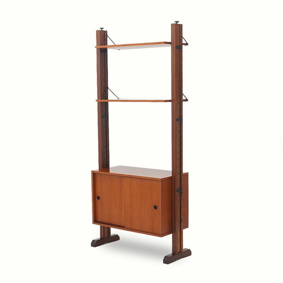 Image 1 of Bibliothèque vintage en bois plaqué avec étagères et conteneur, Italie 1960
