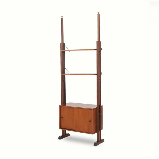 Image 1 of Bibliothèque vintage en bois plaqué avec étagères et conteneur, Italie 1960