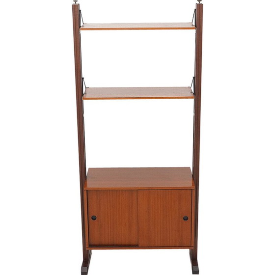 Image 1 of Bibliothèque vintage en bois plaqué avec étagères et conteneur, Italie 1960