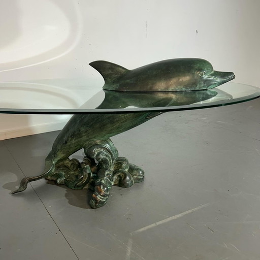 Table basse en bronze pour dauphin '1980'