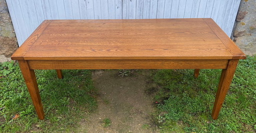 Table De Ferme À Repas À Manger En Chêne Massif Avec 1 Rallonge