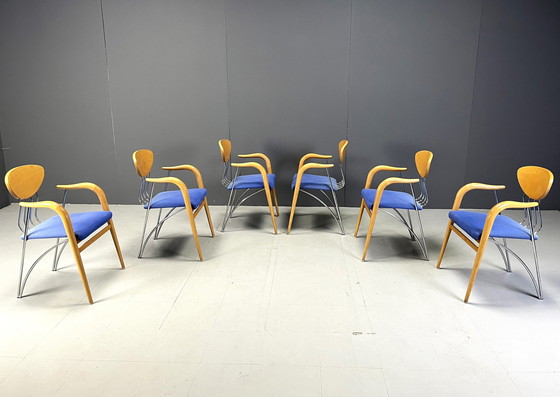 Image 1 of Ensemble de 6 chaises de salle à manger vintage par Sedex Italie, 1990S