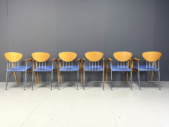 Image 1 of Ensemble de 6 chaises de salle à manger vintage par Sedex Italie, 1990S