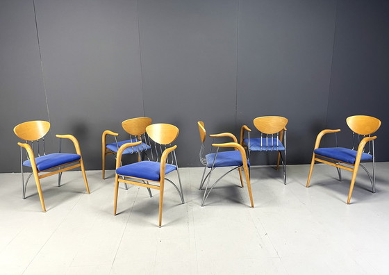 Image 1 of Ensemble de 6 chaises de salle à manger vintage par Sedex Italie, 1990S