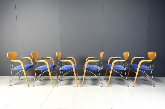 Image 1 of Ensemble de 6 chaises de salle à manger vintage par Sedex Italie, 1990S