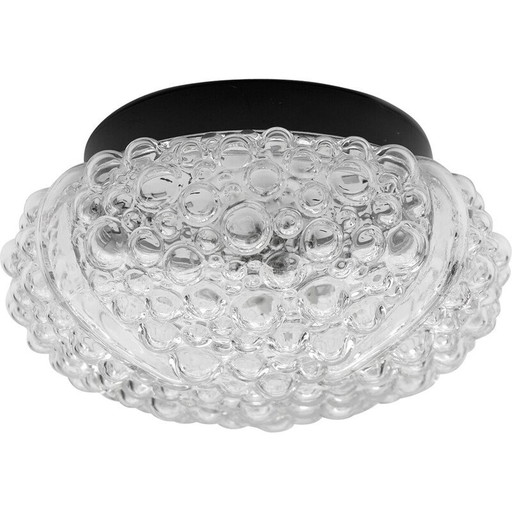 Plafonnier vintage en verre transparent et bullé, 1960