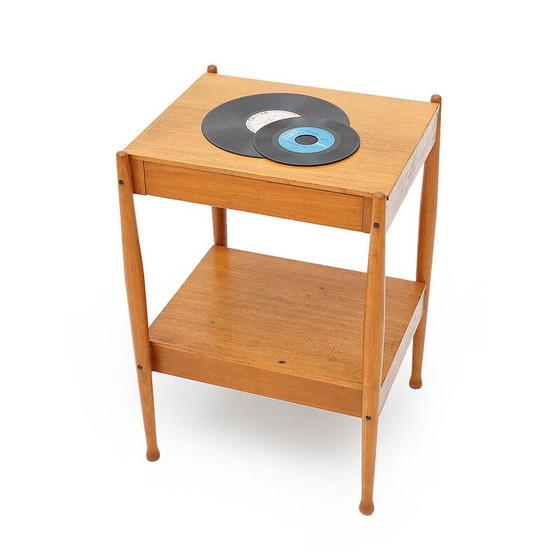 Image 1 of Table de chevet vintage avec tiroir en placage de teck pour Fratelli Reguitti, Italie 1960