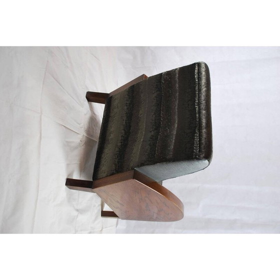 Image 1 of Fauteuil noir Mid Century et sa table basse - années 1950