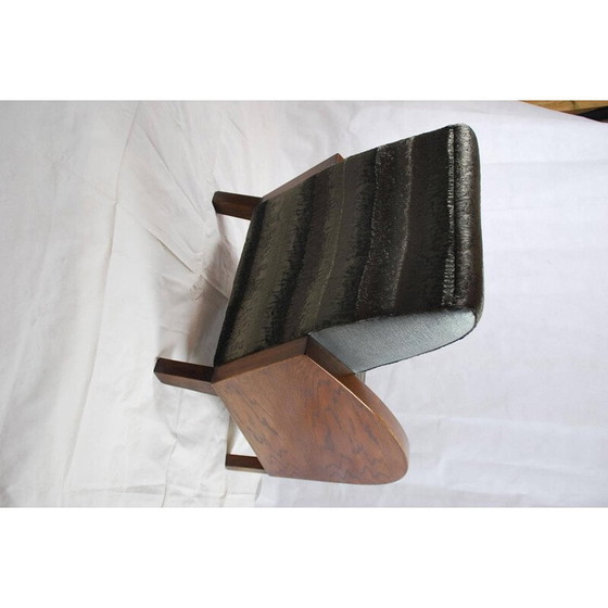 Image 1 of Fauteuil noir Mid Century et sa table basse - années 1950