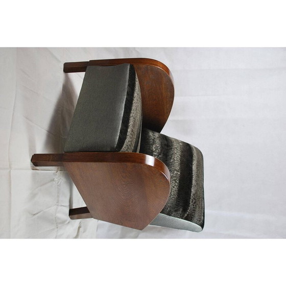Image 1 of Fauteuil noir Mid Century et sa table basse - années 1950