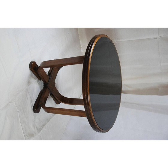 Image 1 of Fauteuil noir Mid Century et sa table basse - années 1950