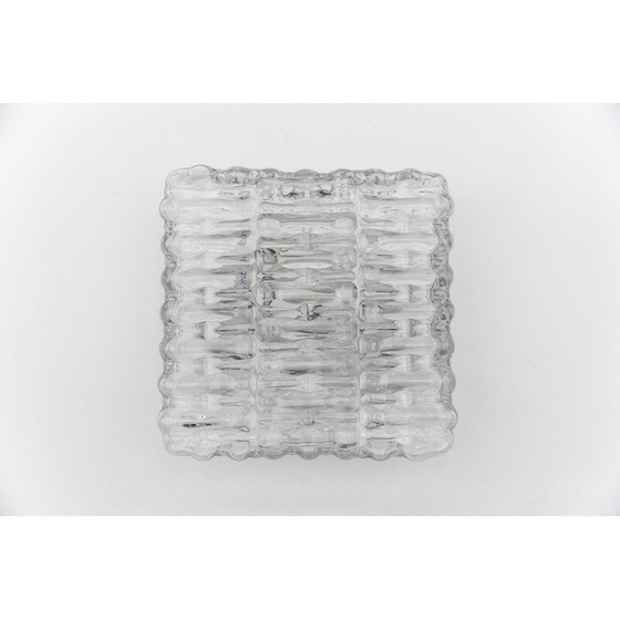 Image 1 of Plafonnier vintage carré en verre glacé et métal, 1960