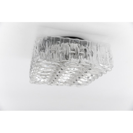 Image 1 of Plafonnier vintage carré en verre glacé et métal, 1960