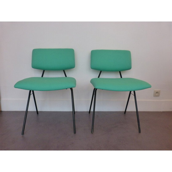 Image 1 of Ensemble de 4 chaises à compas, Pierre GUARICHE - années 1950