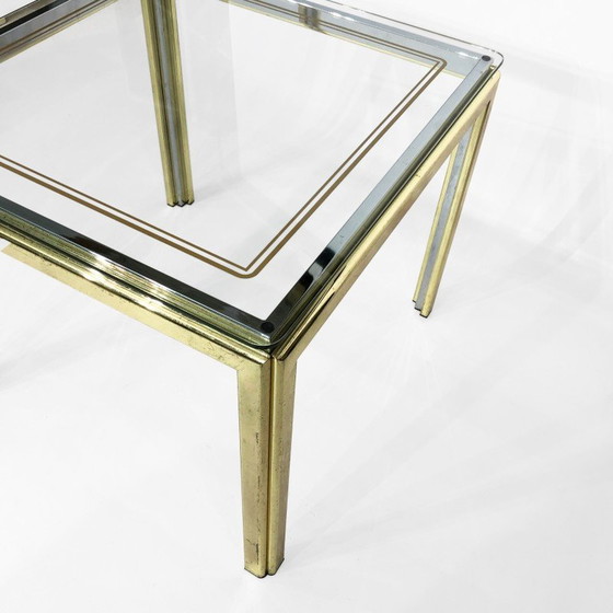 Image 1 of Table d'appoint vintage en laiton et chrome par Renato Zevi, Italie 1970