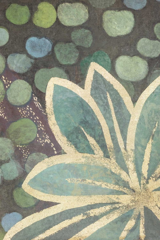 Image 1 of Toile Peinte Représentant Des Oiseaux Dans Un Décor Champêtre.