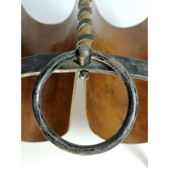 Image 1 of Porte-revues vintage en cuir de vache et fer forgé, 1970