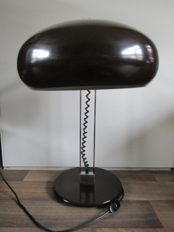 Image 1 of Lampe de bureau chromée et marron, Mid Century, années 1960