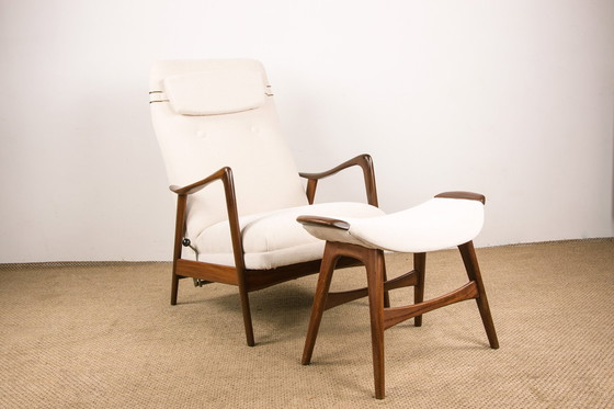 Image 1 of Grand Fauteuil Norvégien en Teck avec Ottoman par Folke Ohlsson pour Westnofa 1960