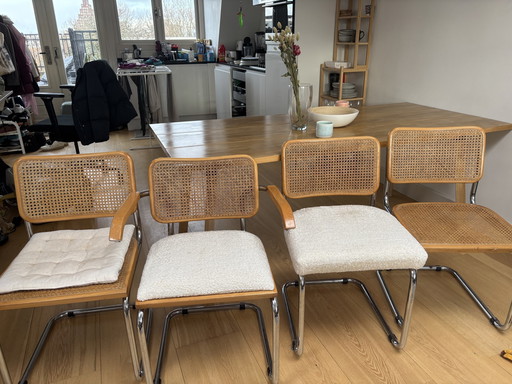 4X Cesca Chairs/Stoelen - Marcel Breur Style (Tissé et tapissé)