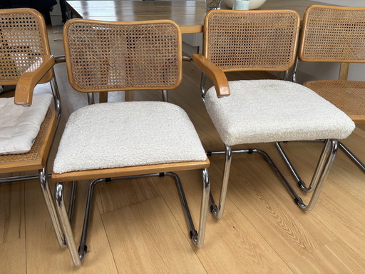 4X Cesca Chairs/Stoelen - Marcel Breur Style (Tissé et tapissé)