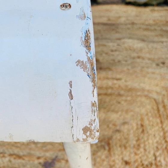 Image 1 of Paire de chaises vintage en métal blanc et bois