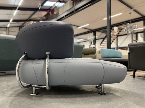 Image 1 of Leolux Kikko Chaise Longue Fauteuil Cuir Bleu