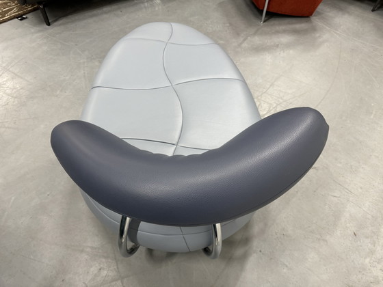 Image 1 of Leolux Kikko Chaise Longue Fauteuil Cuir Bleu