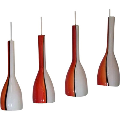 Ensemble de 4 lampes suspendues en verre de Murano par Vistosi Luciano, Italie, années 1960