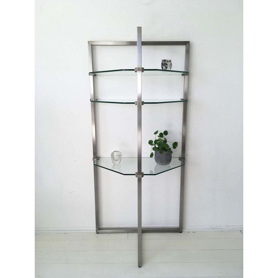 Image 1 of Etagère murale vintage en verre et acier inoxydable par Peter Ghyzy
