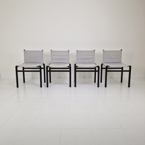 Image 1 of Ensemble de 4 chaises de salle à manger "Mastro" par Afra & Tobia Scarpa pour Molteni, Italie 1980's