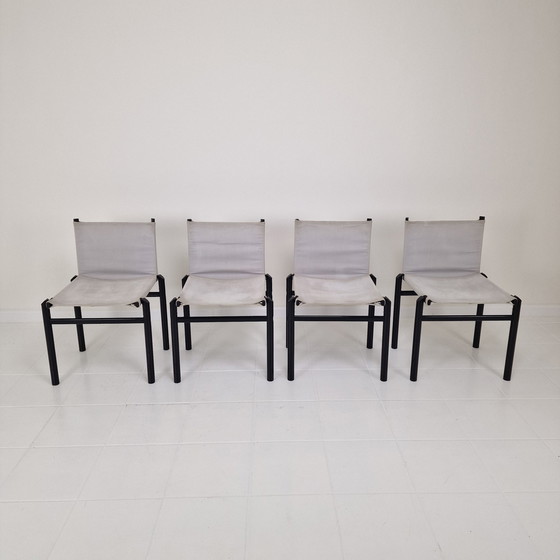 Image 1 of Ensemble de 4 chaises de salle à manger "Mastro" par Afra & Tobia Scarpa pour Molteni, Italie 1980's