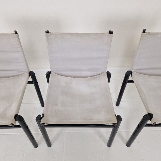 Image 1 of Ensemble de 4 chaises de salle à manger "Mastro" par Afra & Tobia Scarpa pour Molteni, Italie 1980's