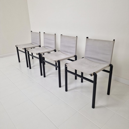 Ensemble de 4 chaises de salle à manger "Mastro" par Afra & Tobia Scarpa pour Molteni, Italie 1980's