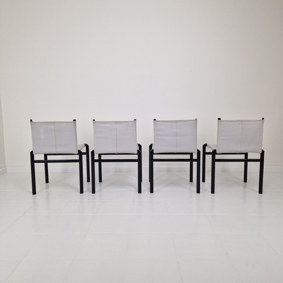 Image 1 of Ensemble de 4 chaises de salle à manger "Mastro" par Afra & Tobia Scarpa pour Molteni, Italie 1980's