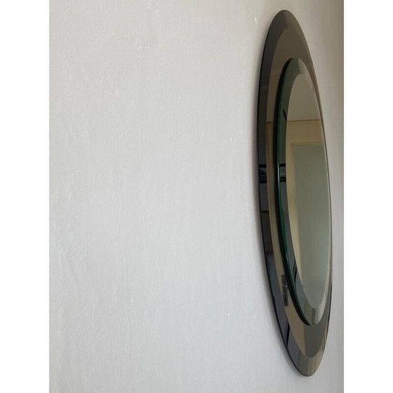 Image 1 of Miroir rond en cristal biseauté vintage par Lupi Cristal Luxor, Italie, années 1970