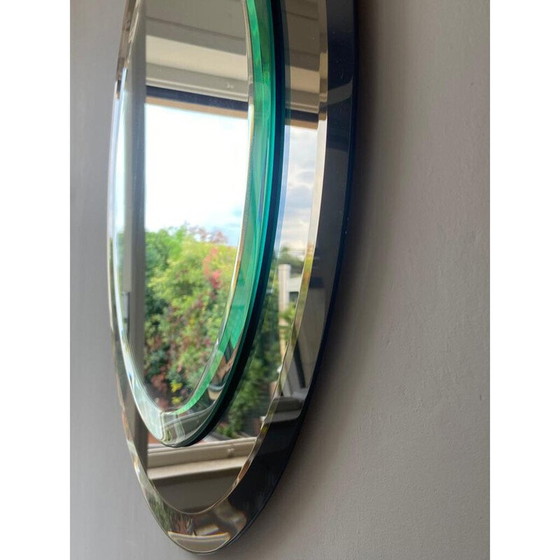 Image 1 of Miroir rond en cristal biseauté vintage par Lupi Cristal Luxor, Italie, années 1970