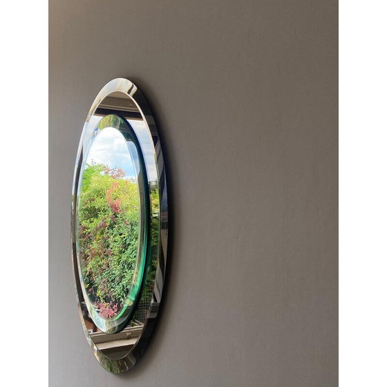 Image 1 of Miroir rond en cristal biseauté vintage par Lupi Cristal Luxor, Italie, années 1970