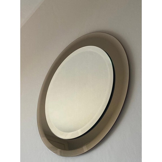 Image 1 of Miroir rond en cristal biseauté vintage par Lupi Cristal Luxor, Italie, années 1970