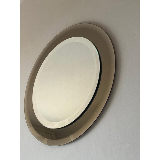 Image 1 of Miroir rond en cristal biseauté vintage par Lupi Cristal Luxor, Italie, années 1970