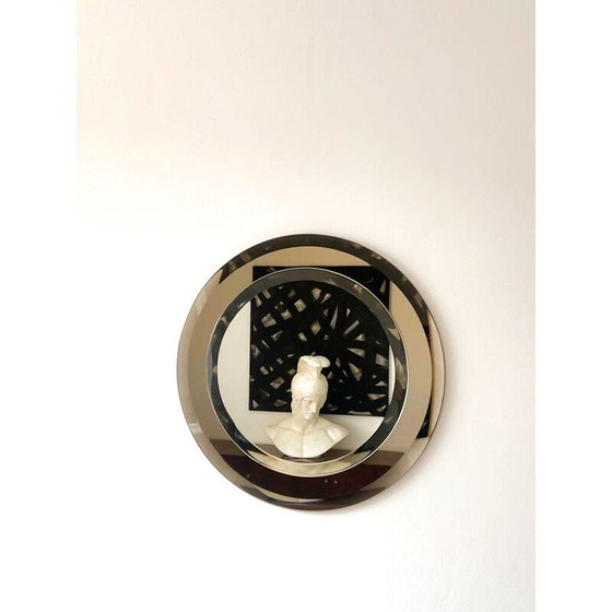 Image 1 of Miroir rond en cristal biseauté vintage par Lupi Cristal Luxor, Italie, années 1970