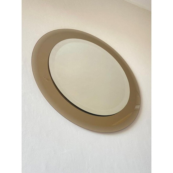 Image 1 of Miroir rond en cristal biseauté vintage par Lupi Cristal Luxor, Italie, années 1970