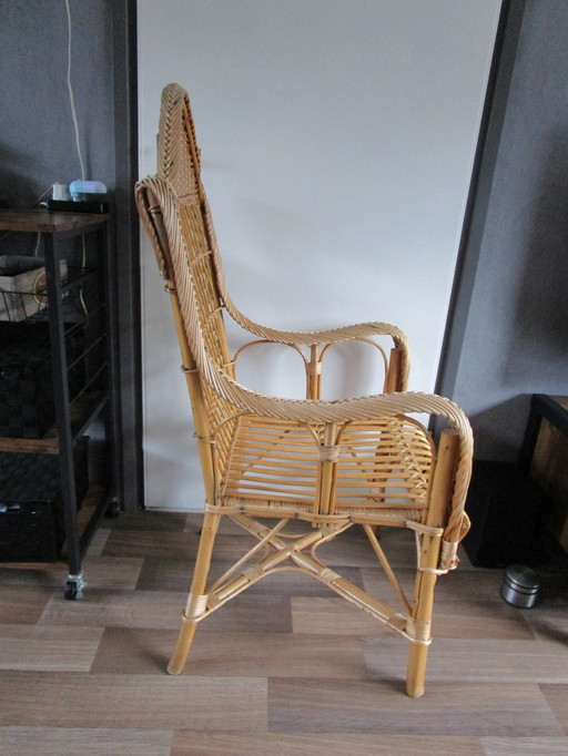 Nouvelle chaise en rotin Début des années 1970