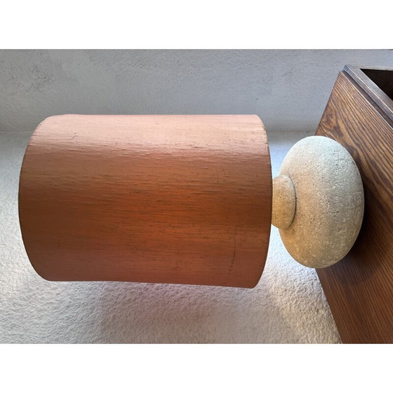 Image 1 of Lampe vintage en pierre naturelle et tissu, 1970